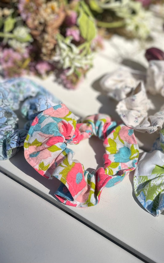 Scrunchies made from vintage fabrics