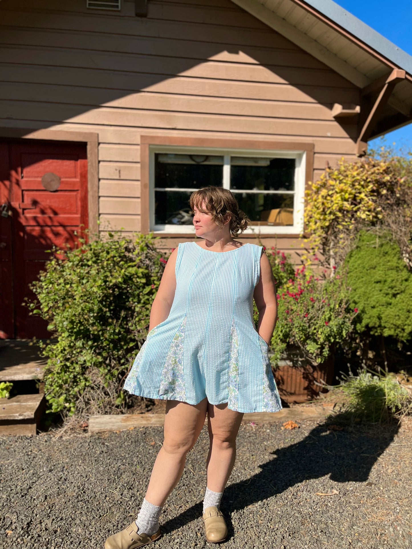 Seersucker Hollyhock Romper