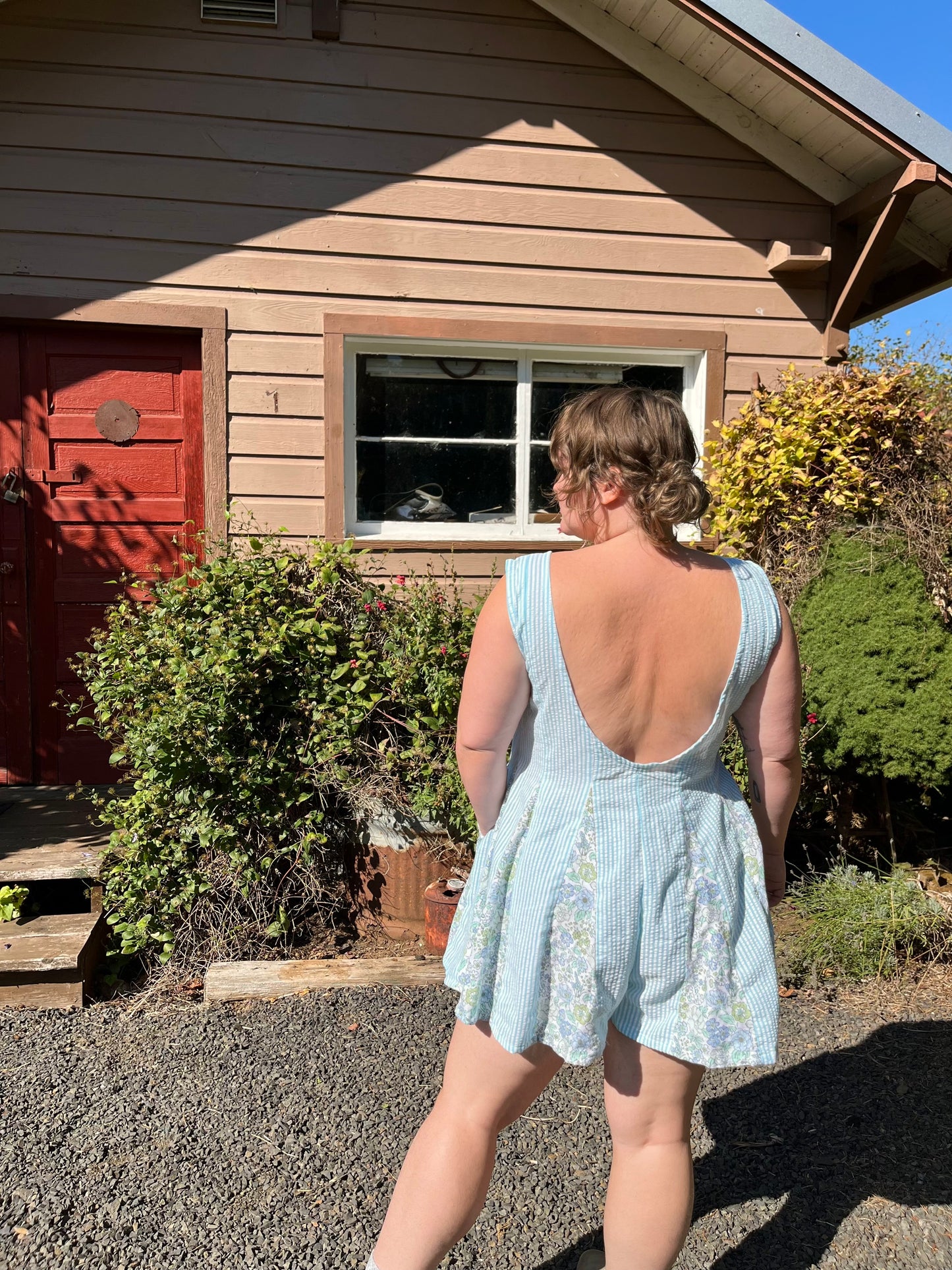 Seersucker Hollyhock Romper