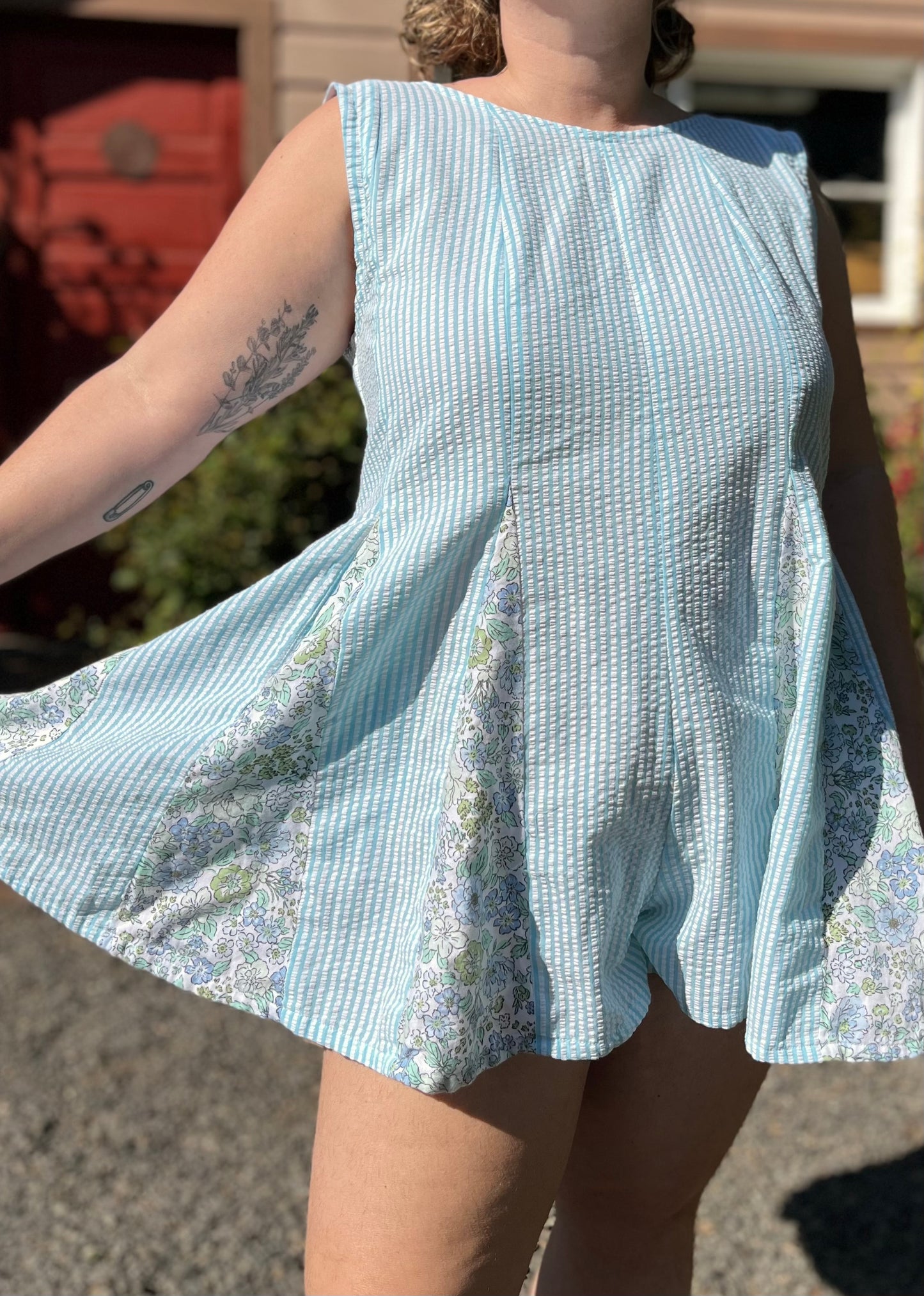 Seersucker Hollyhock Romper
