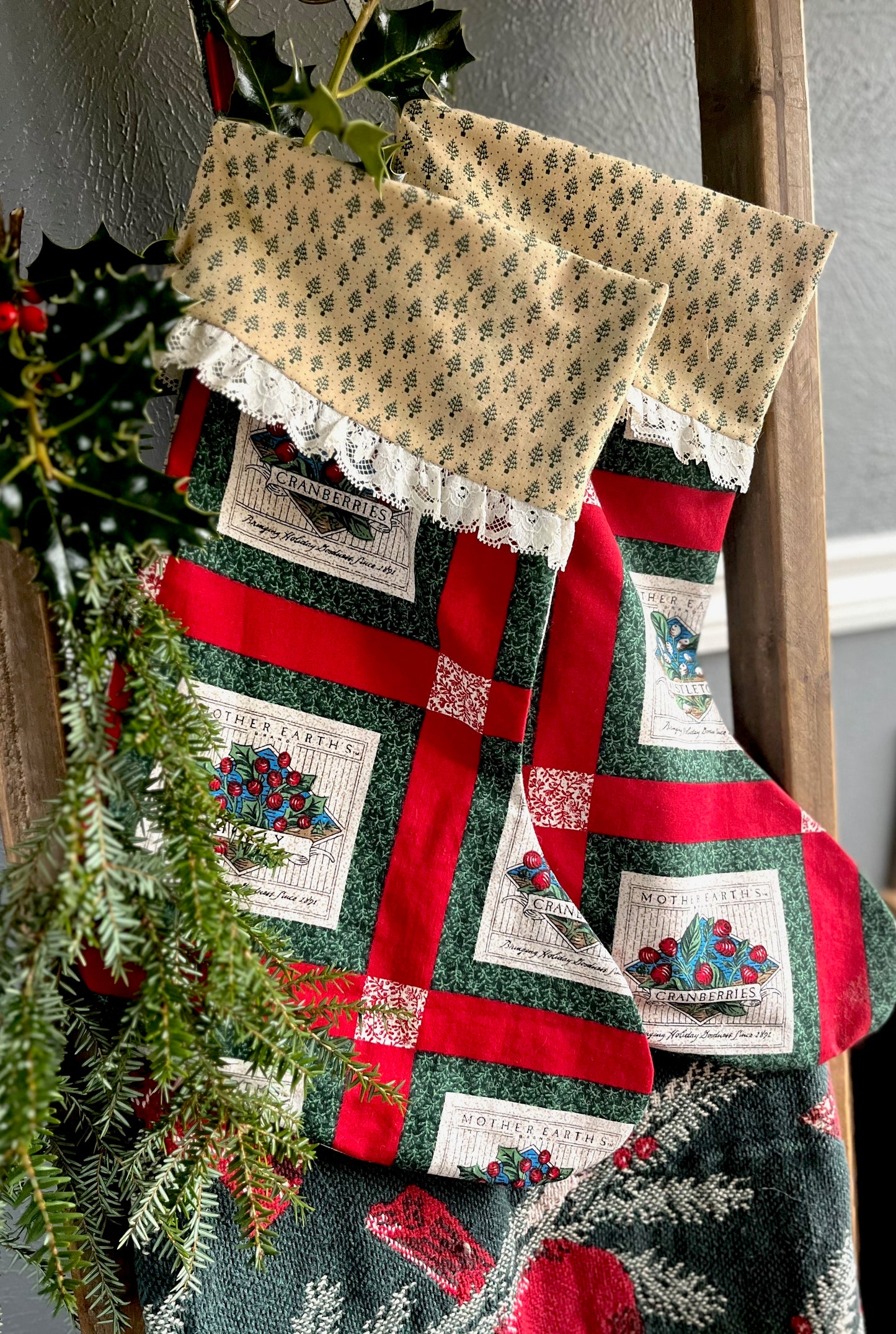 Christmas Stockings With Lace Trim
