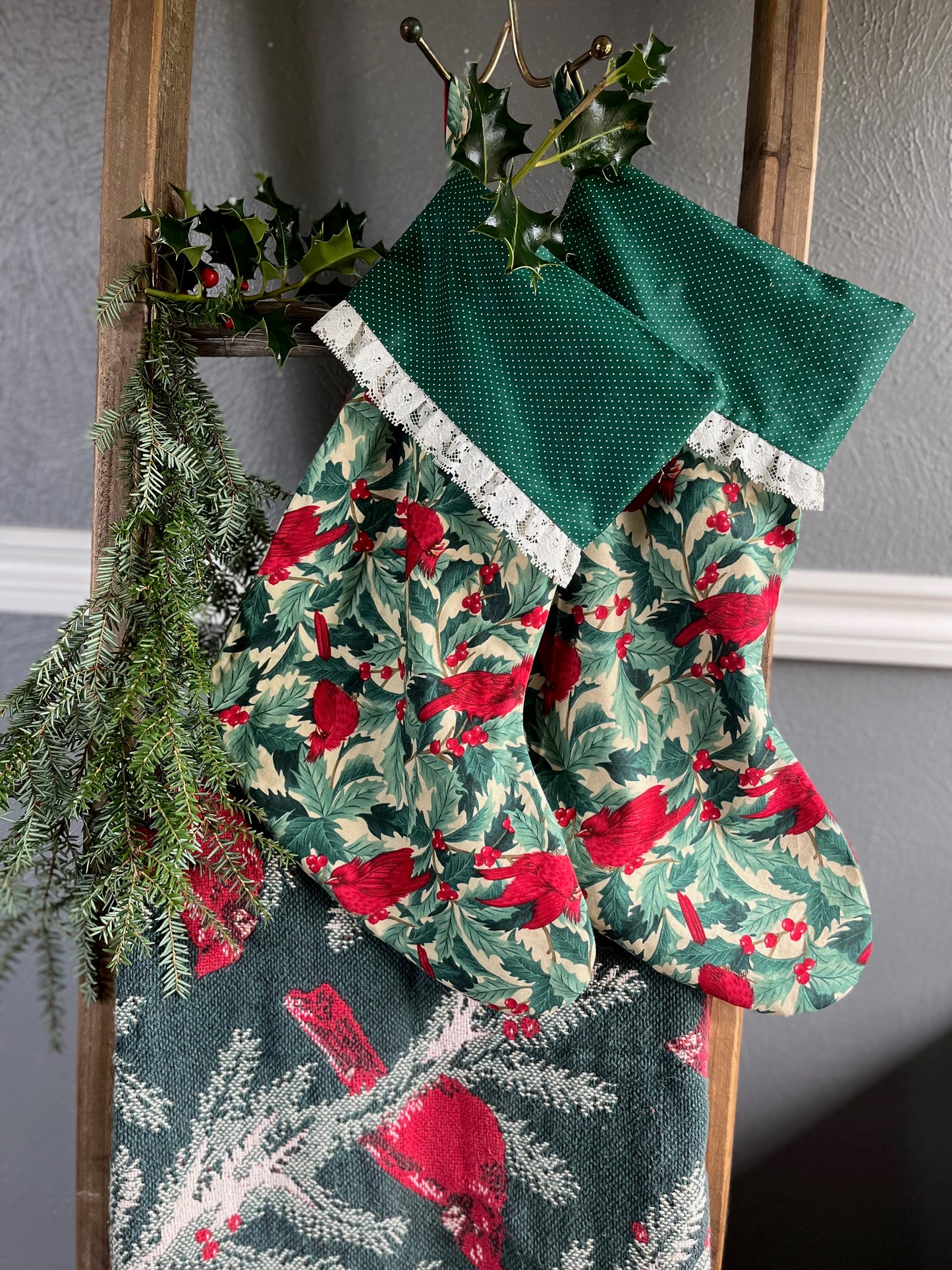 Christmas Stockings With Lace Trim