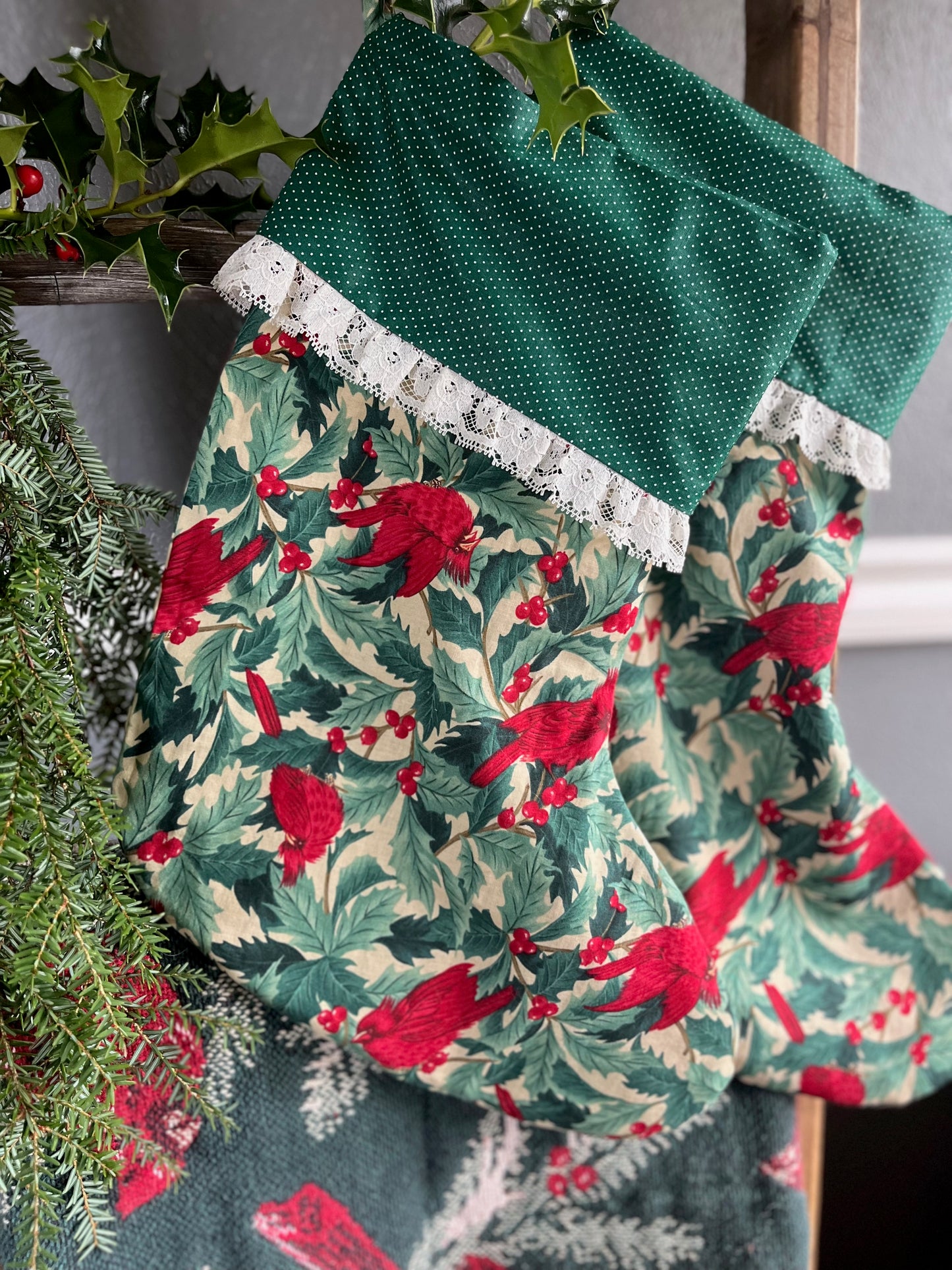 Christmas Stockings With Lace Trim