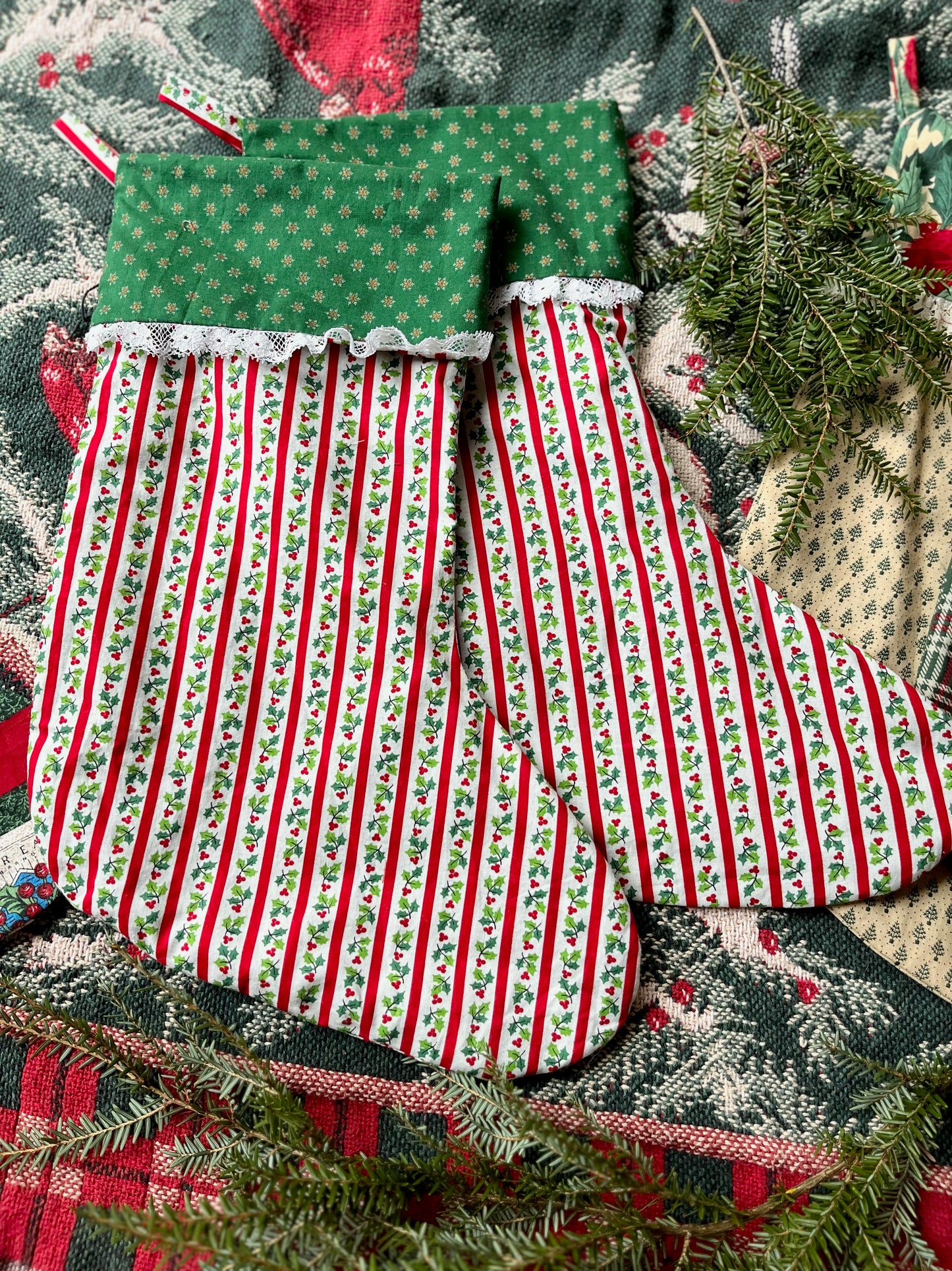 Christmas Stockings With Lace Trim