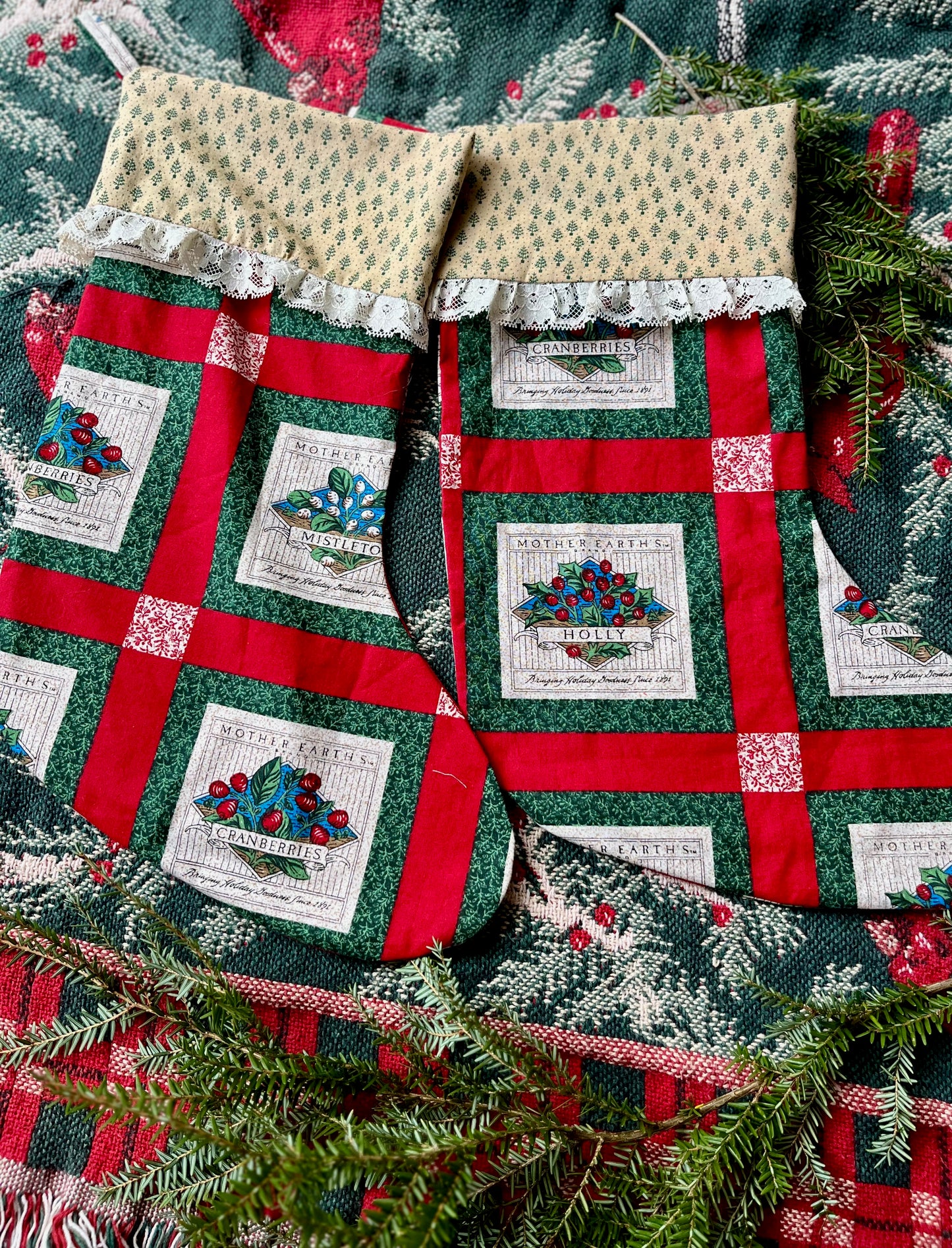 Christmas Stockings With Lace Trim